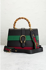 FWRD Renew Gucci Bamboo Dionysus 2 Way Handbag in Black, view 2, click to view large image.