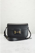 FWRD Renew Gucci Leather Horsebit Shoulder Bag in Black, view 2, click to view large image.
