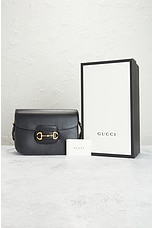 FWRD Renew Gucci Leather Horsebit Shoulder Bag in Black, view 9, click to view large image.