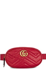 FWRD Renew Gucci GG Marmont Waist Bag in Red, view 1, click to view large image.