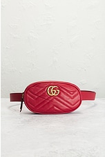 FWRD Renew Gucci GG Marmont Waist Bag in Red, view 2, click to view large image.