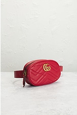 FWRD Renew Gucci GG Marmont Waist Bag in Red, view 4, click to view large image.
