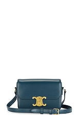 FWRD Renew Celine Triomphe Shoulder Bag in Blue, view 1, click to view large image.