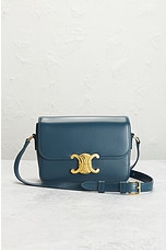 FWRD Renew Celine Triomphe Shoulder Bag in Blue, view 2, click to view large image.