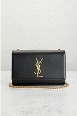 FWRD Renew Saint Laurent Small Kate Chain Bag in Black, view 2, click to view large image.