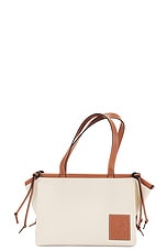 FWRD Renew Loewe Cushion Tote Small Bag in Light Oat, view 1, click to view large image.