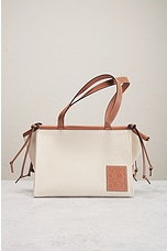 FWRD Renew Loewe Cushion Tote Small Bag in Light Oat, view 2, click to view large image.