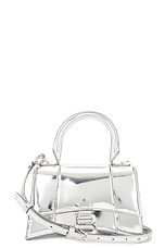 FWRD Renew Balenciaga Xs Hourglass Top Handle Bag in Silver, view 1, click to view large image.