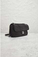 FWRD Renew Chanel Camelia Quilted Canvas Flap Shoulder Bag in Black, view 4, click to view large image.