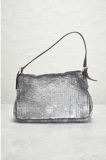 FWRD Renew Fendi Mamma Sequin Baguette Shoulder Bag in Silver, view 3, click to view large image.