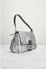 FWRD Renew Fendi Mamma Sequin Baguette Shoulder Bag in Silver, view 4, click to view large image.