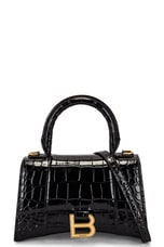 FWRD Renew Balenciaga XS Hourglass Top Handle Bag in Black, view 1, click to view large image.