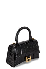 FWRD Renew Balenciaga XS Hourglass Top Handle Bag in Black, view 3, click to view large image.