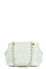 FWRD Renew Chanel Quilted Caviar Chain Tote Bag in Light Blue, view 1, click to view large image.