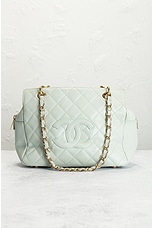 FWRD Renew Chanel Quilted Caviar Chain Tote Bag in Light Blue, view 2, click to view large image.