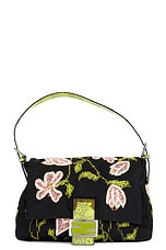 FWRD Renew Fendi Mama Embroidered Baguette Shoulder Bag in Black, view 1, click to view large image.