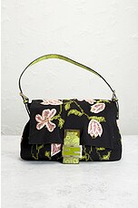 FWRD Renew Fendi Mama Embroidered Baguette Shoulder Bag in Black, view 2, click to view large image.