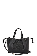 FWRD Renew Celine Triomphe Drawstring Handbag in Black, view 1, click to view large image.