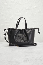 FWRD Renew Celine Triomphe Drawstring Handbag in Black, view 2, click to view large image.