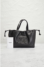 FWRD Renew Celine Triomphe Drawstring Handbag in Black, view 7, click to view large image.
