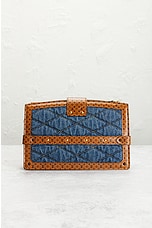 FWRD Renew Louis Vuitton Monogram Denim Trunk Shoulder Bag in Blue, view 3, click to view large image.