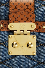 FWRD Renew Louis Vuitton Monogram Denim Trunk Shoulder Bag in Blue, view 6, click to view large image.