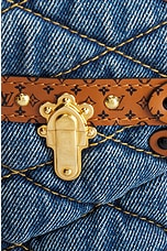 FWRD Renew Louis Vuitton Monogram Denim Trunk Shoulder Bag in Blue, view 7, click to view large image.