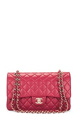 FWRD Renew Chanel Quilted Lambskin Double Flap Shoulder Bag in Red, view 1, click to view large image.