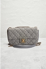 FWRD Renew Chanel Tweed Flap Bag in Grey, view 2, click to view large image.