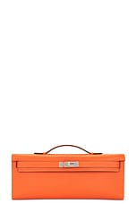 FWRD Renew Hermes Feu Veau Epsom Kelly Pochette Handbag in Orange, view 1, click to view large image.