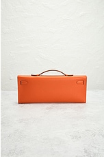 FWRD Renew Hermes Feu Veau Epsom Kelly Pochette Handbag in Orange, view 3, click to view large image.