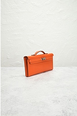 FWRD Renew Hermes Feu Veau Epsom Kelly Pochette Handbag in Orange, view 4, click to view large image.