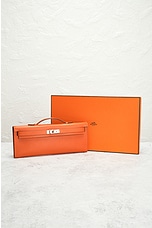 FWRD Renew Hermes Feu Veau Epsom Kelly Pochette Handbag in Orange, view 7, click to view large image.