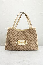 FWRD Renew Gucci Horsebit Canvas Tote Bag in Beige, view 2, click to view large image.