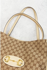 FWRD Renew Gucci Horsebit Canvas Tote Bag in Beige, view 5, click to view large image.