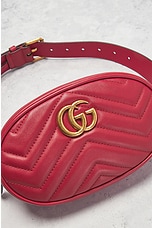 FWRD Renew Gucci GG Marmont Quilted Leather Belt Bag in Red, view 5, click to view large image.