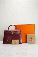 FWRD Renew Hermes Kelly 32 Handbag in Burgundy, view 9, click to view large image.