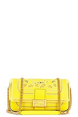 FWRD Renew Fendi Embroidered Leather Shoulder Bag in Yellow, view 1, click to view large image.