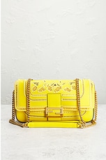 FWRD Renew Fendi Embroidered Leather Shoulder Bag in Yellow, view 2, click to view large image.