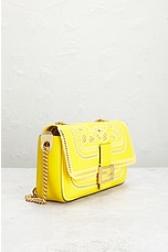 FWRD Renew Fendi Embroidered Leather Shoulder Bag in Yellow, view 4, click to view large image.