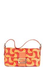 FWRD Renew Fendi Mama Beaded Baguette Shoulder Bag in Orange, view 1, click to view large image.