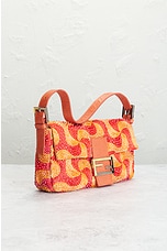 FWRD Renew Fendi Mama Beaded Baguette Shoulder Bag in Orange, view 4, click to view large image.
