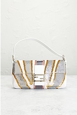FWRD Renew Fendi Sequin Baguette Shoulder Bag in White, view 2, click to view large image.