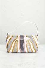 FWRD Renew Fendi Sequin Baguette Shoulder Bag in White, view 3, click to view large image.