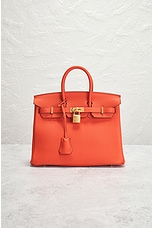 FWRD Renew Hermes Togo Birkin 25 Handbag in Orange, view 2, click to view large image.