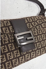 FWRD Renew Fendi Zucchino Baguette Shoulder Bag in Brown, view 5, click to view large image.