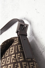 FWRD Renew Fendi Zucchino Baguette Shoulder Bag in Brown, view 6, click to view large image.