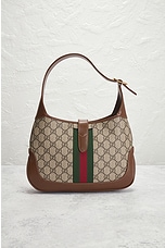 FWRD Renew Gucci GG Jackie Shoulder Bag in Brown, view 3, click to view large image.