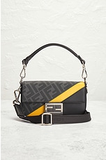 FWRD Renew Fendi Diagonal Zucca 2 Way Baguette Shoulder Bag in Black, view 2, click to view large image.