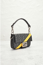 FWRD Renew Fendi Diagonal Zucca 2 Way Baguette Shoulder Bag in Black, view 4, click to view large image.